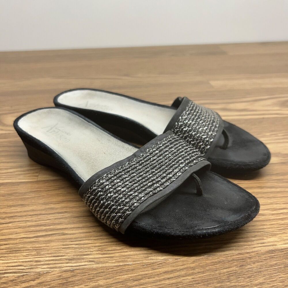 Clarks Artisan Wedge Flip Flop Thongs‎ Sandals Black Womens Size 7.5M